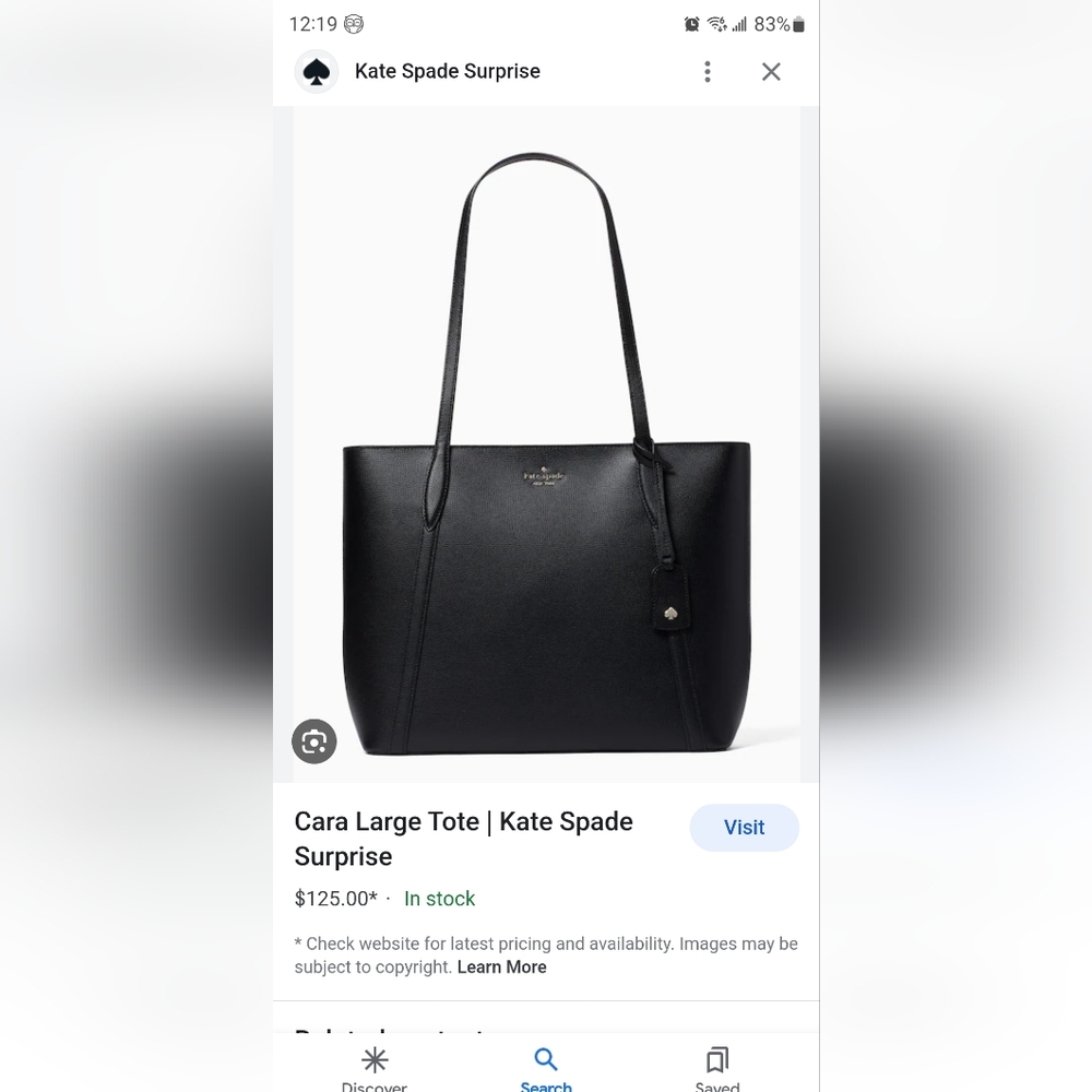 Kate Spade large black tote
